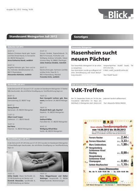 Ausgabe 30/2012 - Weingarten im Blick
