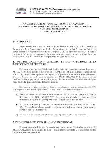 informe mes octubre 2010 _2_ _2 - Hospital y CRS El Pino