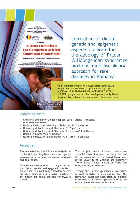 Annual Activity Report 2010 Romanian Prader Willi Association ...