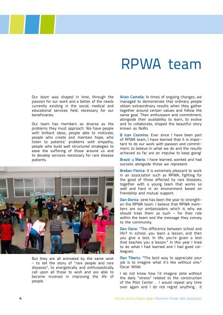 Annual Activity Report 2010 Romanian Prader Willi Association ...