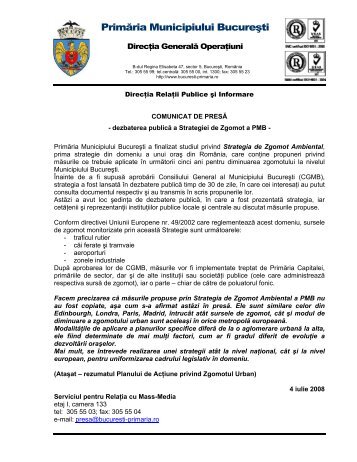 Strategia de Zgomot - Primăria Municipiului Bucureşti