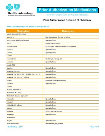 PA List - Arkansas Blue Cross and Blue Shield