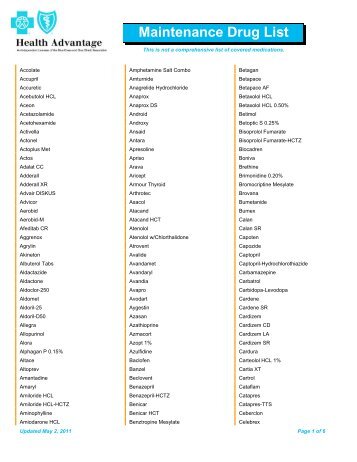 Maintenance Drug List - HA - Health Advantage