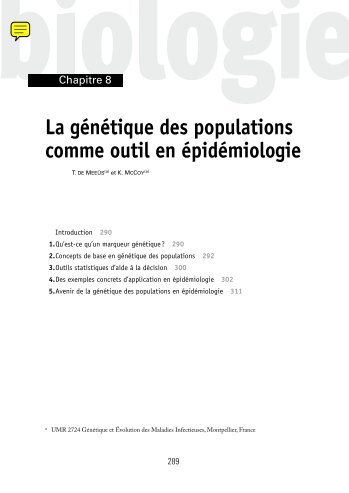 La gÃ©nÃ©tique des populations comme outil en Ã©pidÃ©miologie