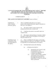 1 a bill for a law to establish the consumer protection agency ...