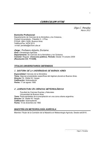 CURRICULUM VITAE Olga C. Penalba - Departamento de Ciencias ...