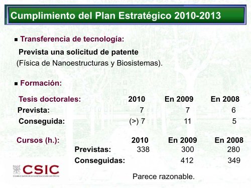 informe de 2010 - Instituto de Estructura de la Materia