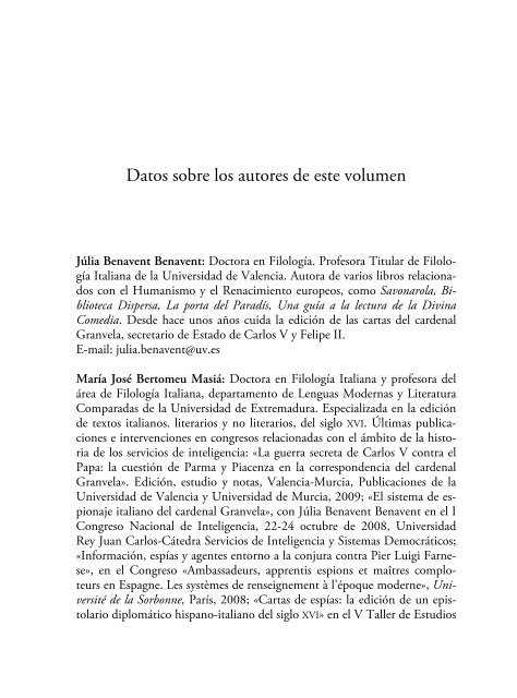 Datos sobre los autores de este volumen - Plaza y ValdÃ©s Editores