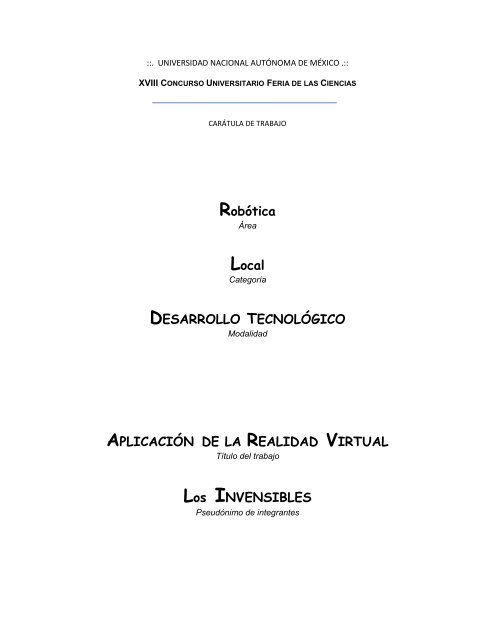 Aplicación de la realidad virtual - Feriadelasciencias.unam.mx