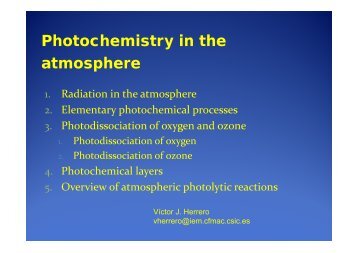 Photochemistry in the atmosphere