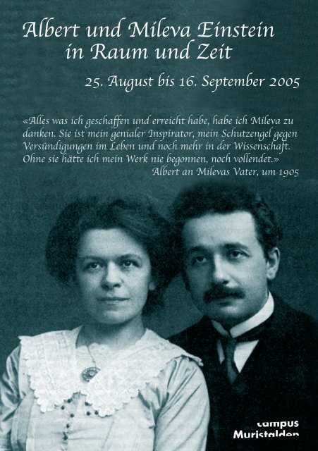 Albert und Mileva Einstein in Raum und Zeit 25. August bis 16. ...