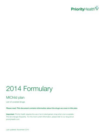 MIChild member formulary - Priority Health