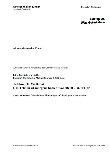 Handbuch Basisstufe Informationen und Hinweise zur Organisation ...