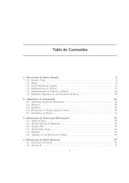 Tabla de Contenidos