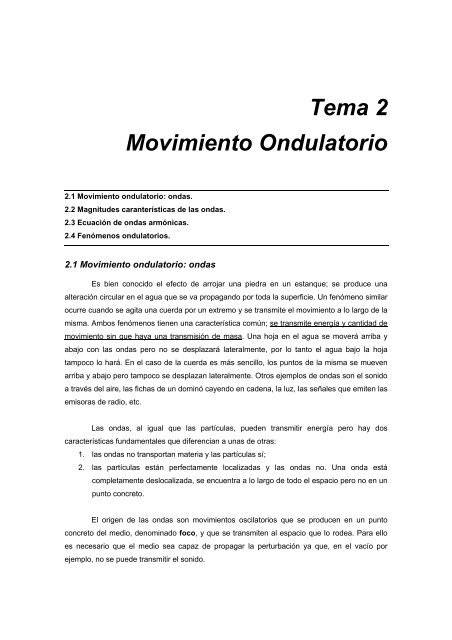 Tema 2 Movimiento Ondulatorio - Colegio Sagrado CorazÃ³n de ...