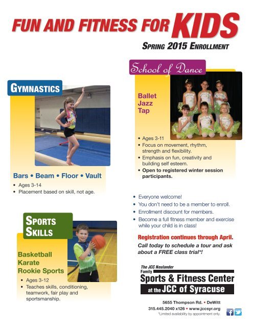 Spring 2015 Fitness & Recreation Classes for Kids