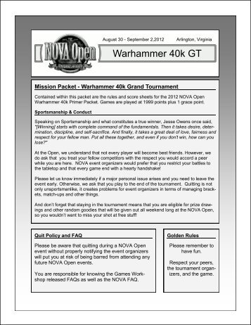 Warhammer 40k GT - NOVA Open