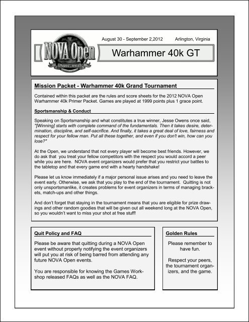 Warhammer 40k GT - NOVA Open