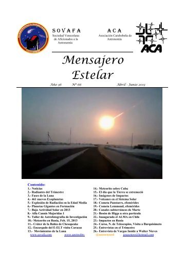 Mensajero Estelar No. 66 Abril - Junio 2013 - Sovafa.com