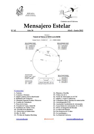 Mensajero Estelar No. 62 Abril - Junio 2012 - Sovafa.com