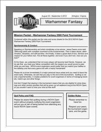 Warhammer Fantasy - NOVA Open