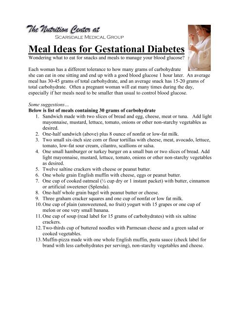 Meal Ideas for Gestational Diabetes - Scarsdale Medical Group