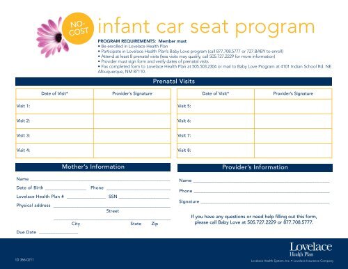 infant car seat program - Lovelace Health Plan