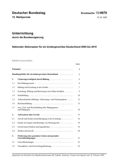 Deutscher Bundestag Unterrichtung - DIP - Deutscher Bundestag