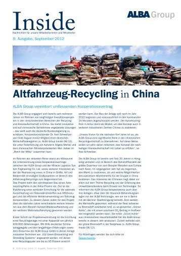 Altfahrzeug-Recycling in China - Interseroh