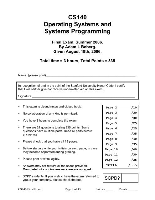 CS140 Operating Systems and Systems Programming - Stanford ...