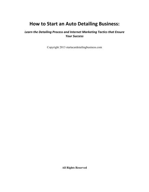 How to Start an Auto Detailing Business: - a Car Detailing Business