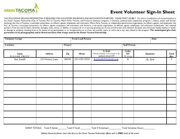 volunteer sheets