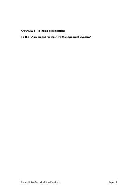 Appendix In. User Specification APPENDIX B â Technical Specifications To the