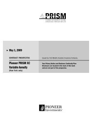 Pioneer PRISM XC Variable Annuity - Pioneer Investments