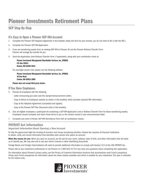 Pioneer Investments Retirement Plans Pioneer Investments ...