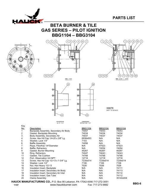 Beta Burner Tile Gas Series A Pilot Ignition g1104 A g3104