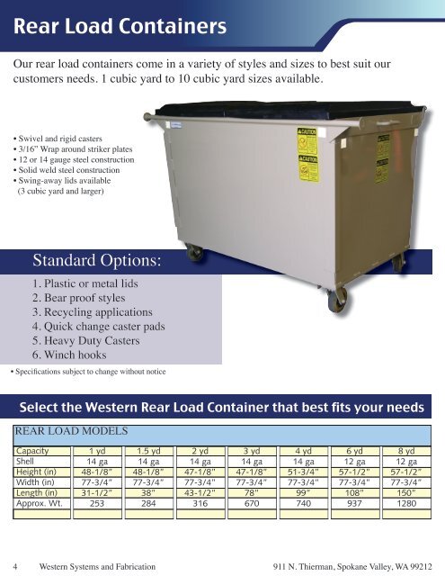 Literature - Western Systems & Fabrication, Inc.