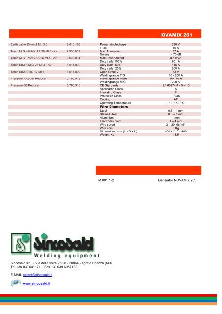 NOVAMIX 201 - Sincosald Srl