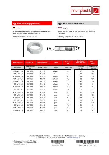 Datenblatt KGM - Murrplastik Systemtechnik