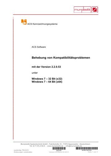 Behebung von Kompatibilitätsproblemen - Murrplastik Systemtechnik