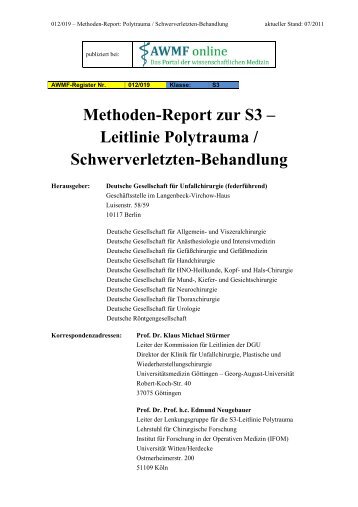 Leitlinie Polytrauma / Schwerverletzten-Behandlung - VPKBB