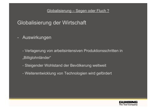 Globalisierung â Segen oder Fluch ?