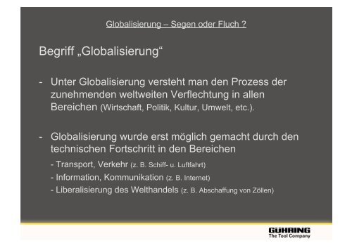 Globalisierung â Segen oder Fluch ?