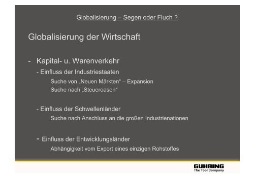 Globalisierung â Segen oder Fluch ?