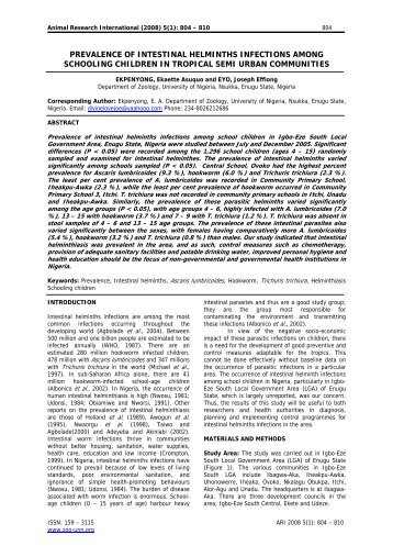 prevalence of intestinal helminths infections among ... - Zoo-unn.org