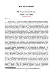 Prof. Emilio Baccarini Alla ricerca del significante. Il sÃ© e il suo futuro