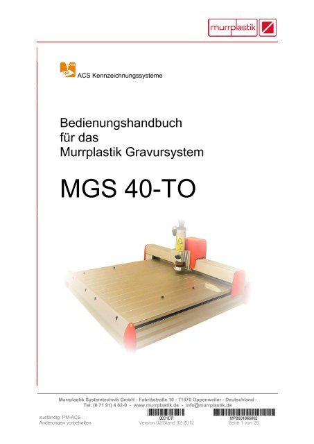 MGS 40-TO - Murrplastik Systemtechnik