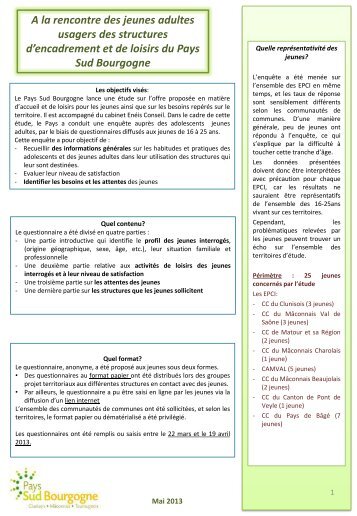 livret de restitution des questionnaires 16-25 ans - Pays Sud ...