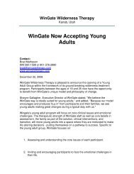 WinGate Now Accepting Young Adults - Troubled Teen Help