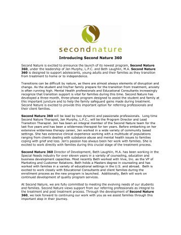 Introducing Second Nature 360 - Troubled Teen Help